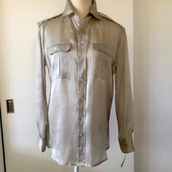 Ralph Lauren Black Label Tops - NWT,Ralph Lauren Black label 100% silk blouse, size 6 sheer silver.